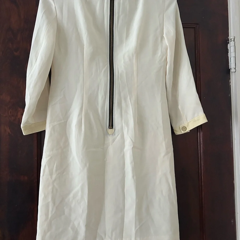 Elegant Rag and Bone Ivory leather accent Sheath Dress - Picture 7 of 7